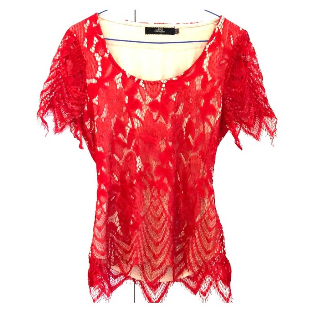 BKE Lacy Open Back Boho Shirt